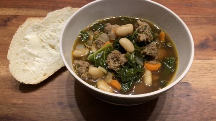 Italian Sausage Soup with Kale and Beans