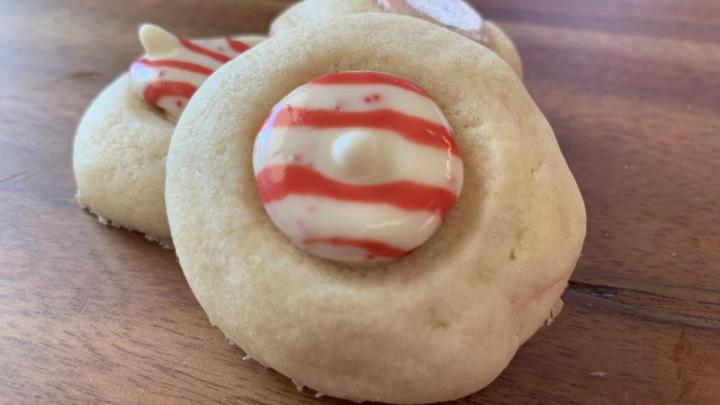 Candy Cane Thumbprint Cookies
