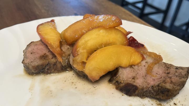 Smoky Roast Pork with Peaches and Plums